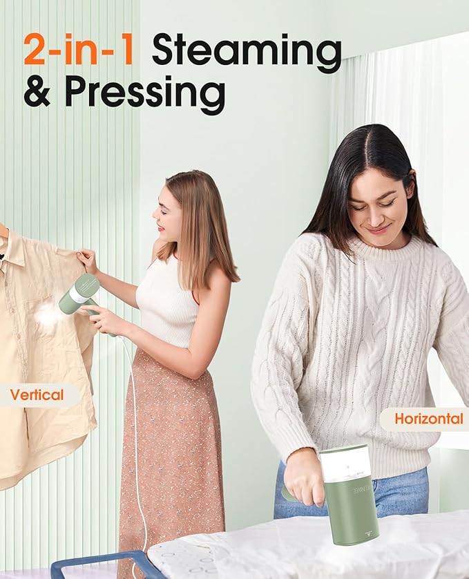 WrinkleAway Portable Clothes Steamer – Quick Heat, 1200W, Foldable, Travel & Home Use