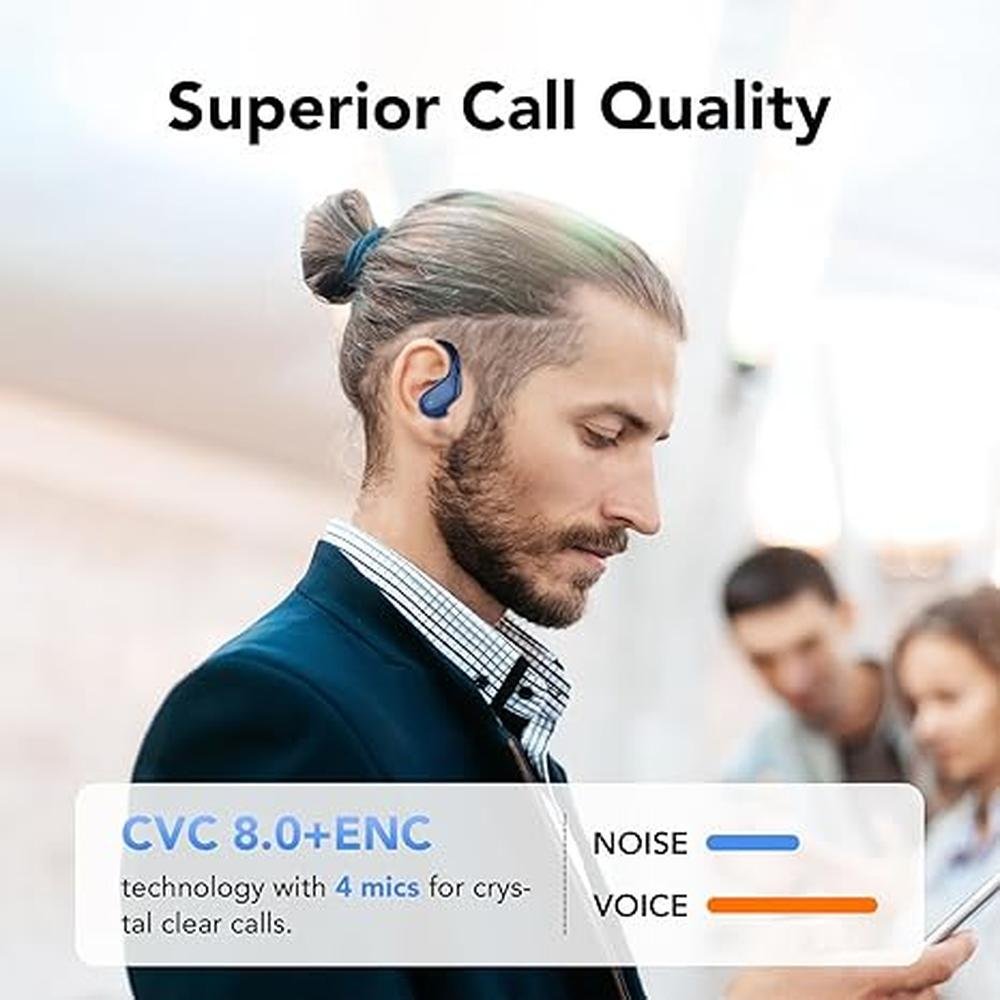 Sports Wireless Earbuds – Bluetooth 5.3 Headphones, 60H Playtime, Digital Display, Waterproof Earhook Design (Blue)
