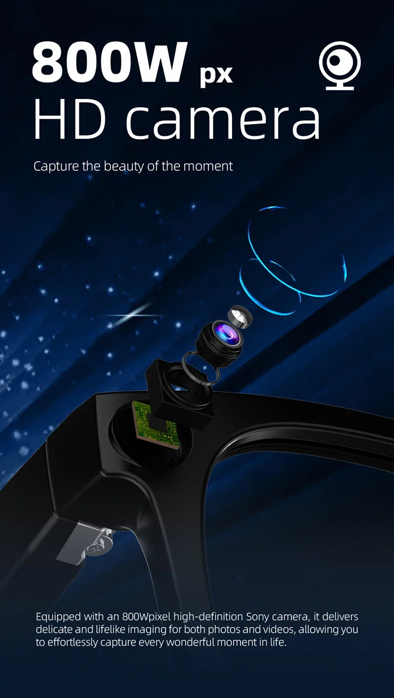 800W px Sony Camera AI Smart Glasses With Speech Translation, Voice Assistant Control, Blue-Light Resistant Lenses, Ultra-Lightweight 60g -alternate-image9