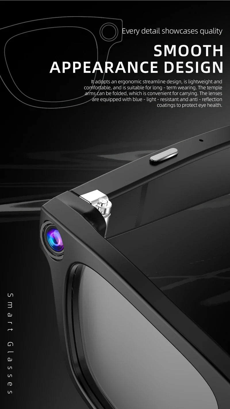 800W px Sony Camera AI Smart Glasses With Speech Translation, Voice Assistant Control, Blue-Light Resistant Lenses, Ultra-Lightweight 60g -alternate-image7