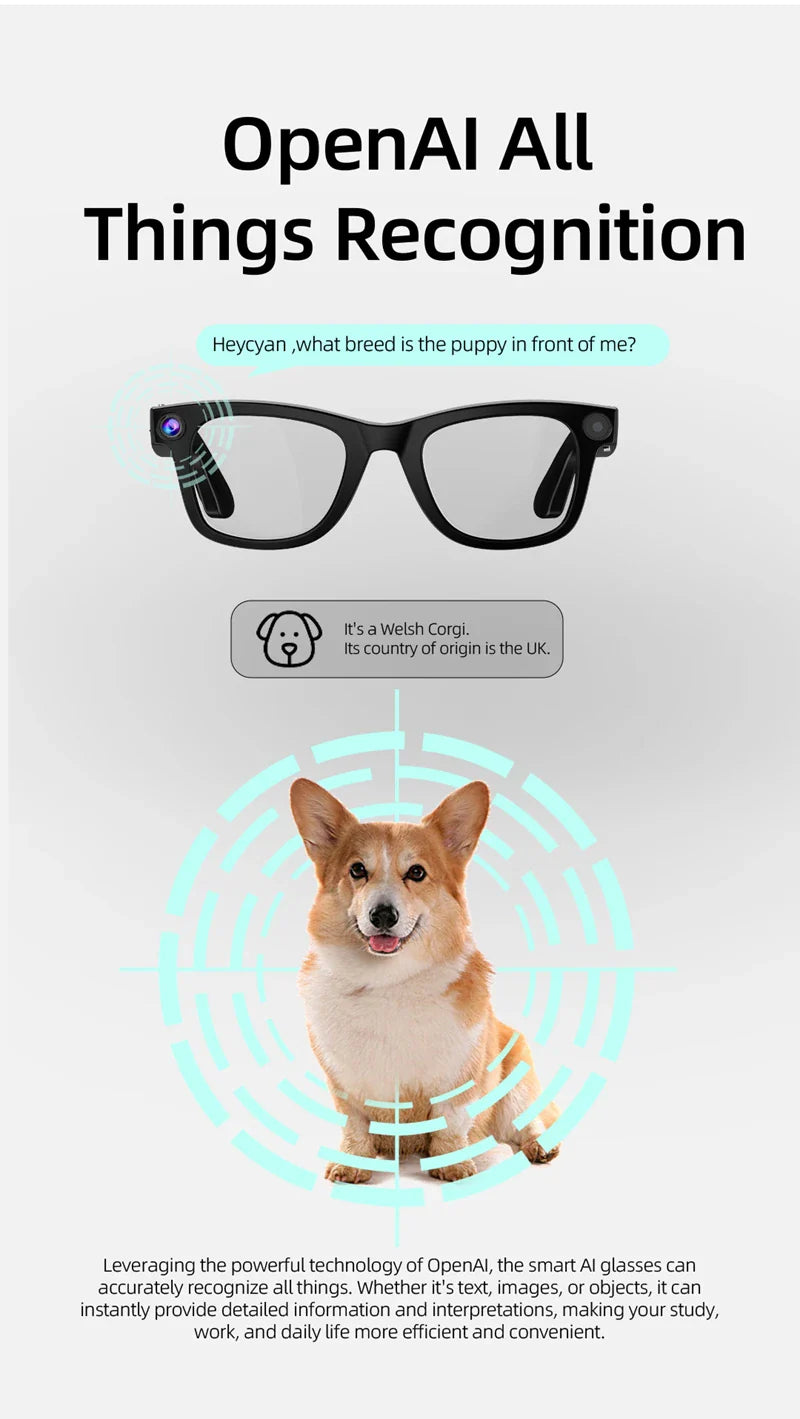 800W px Sony Camera AI Smart Glasses With Speech Translation, Voice Assistant Control, Blue-Light Resistant Lenses, Ultra-Lightweight 60g -alternate-image12