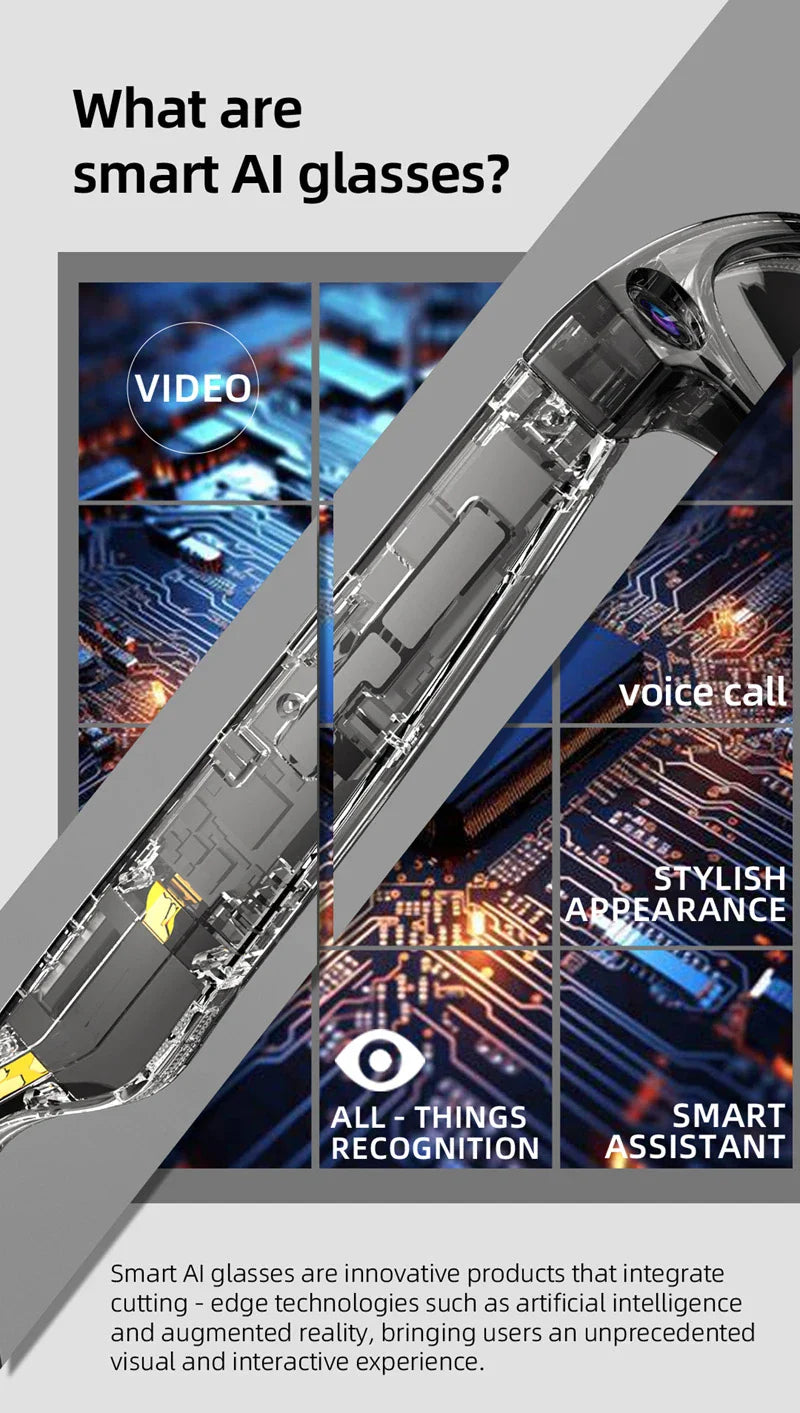 800W px Sony Camera AI Smart Glasses With Speech Translation, Voice Assistant Control, Blue-Light Resistant Lenses, Ultra-Lightweight 60g -alternate-image6