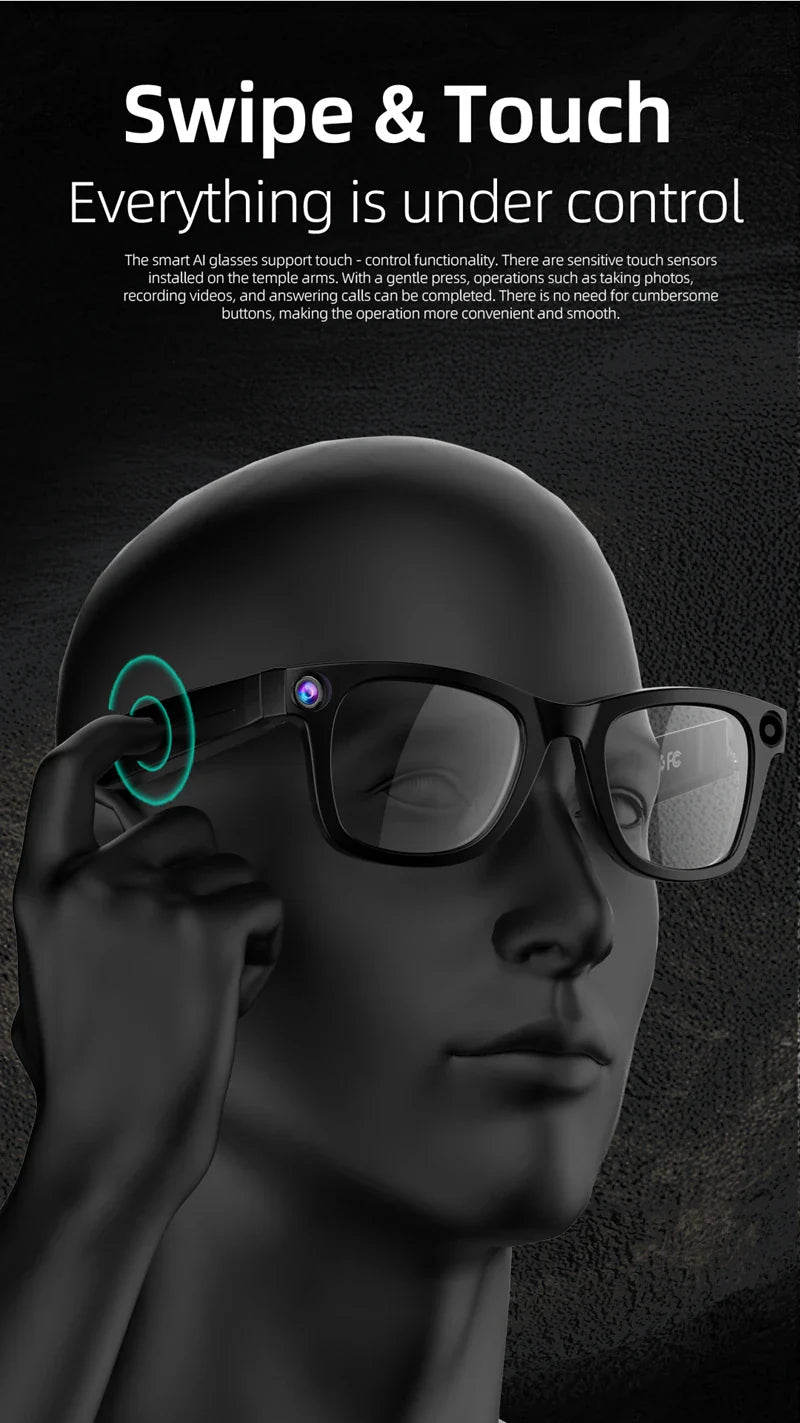 800W px Sony Camera AI Smart Glasses With Speech Translation, Voice Assistant Control, Blue-Light Resistant Lenses, Ultra-Lightweight 60g -alternate-image11