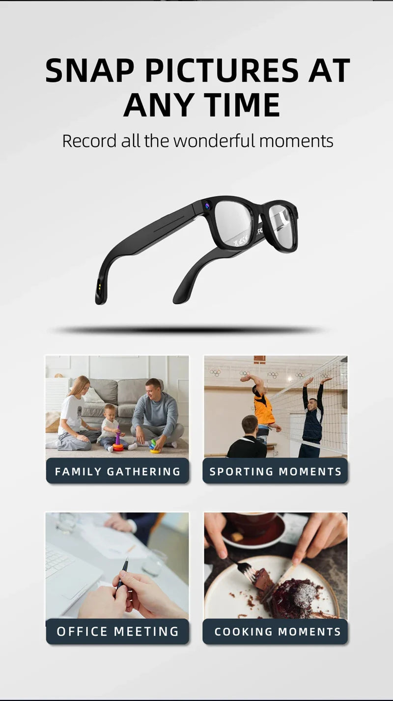 800W px Sony Camera AI Smart Glasses With Speech Translation, Voice Assistant Control, Blue-Light Resistant Lenses, Ultra-Lightweight 60g -alternate-image8