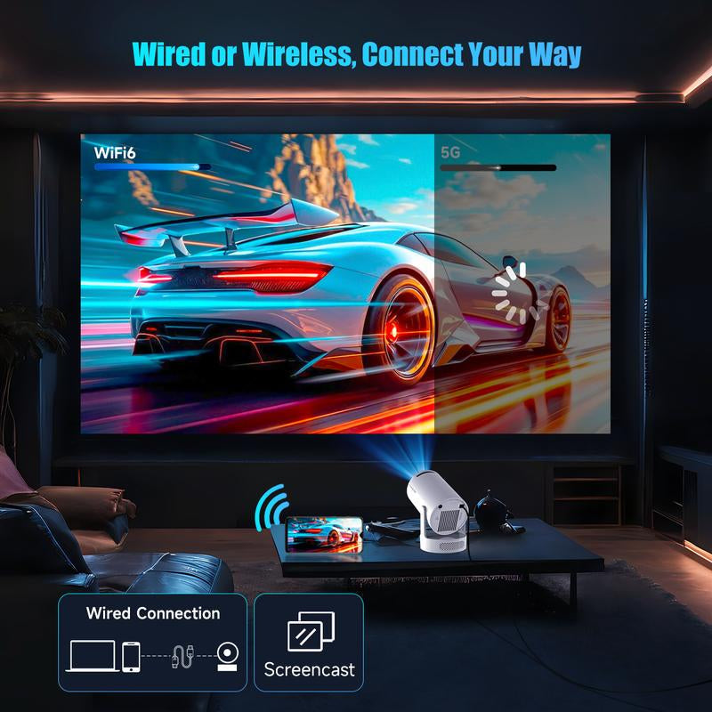 [US Warehouse] Magcubic Hy300Pro+ Android 11 Mini Projector 4K Videosource Supported 290ANSI 0.9:1 Short Projection Throw Ratio Native 1280*720P WIFI6 BT5.4 Android11 Built-In Speaker & Appstore Allwinner H713 Home Cinema Smart Projector Upgraded Hy300Pro - Kiki of DC Styles Store